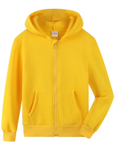 Image of Spring&Gege Youth Solid Fleece Hoodies Soft Full Zip Hooded Sweatshirts for Children (3-12 Years)