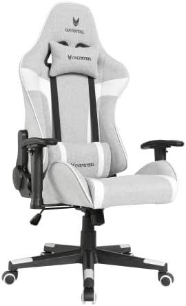 Oversteel ULTIMET - Professional Gaming Chair, Breathable Fabric, 2D Armrests, Height Adjustable, 180º Reclining Backrest, Gas Piston Class 3, Up to 120Kg, Colour Grey and White