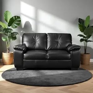 Image of Torque Antos Leatherette Sofa Set 2 Seater-Black | Two Person Sofa Couch with Cushioned Seating | 2 Seater Sofa for Home Office Furniture Festival Gifts