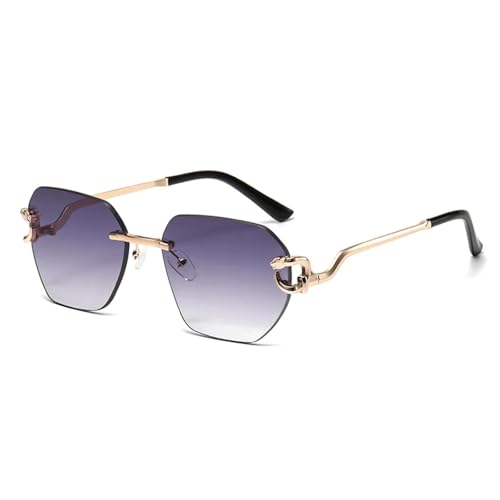 Lunettes de soleil homme tendance sans monture avec branches métal motif léopard