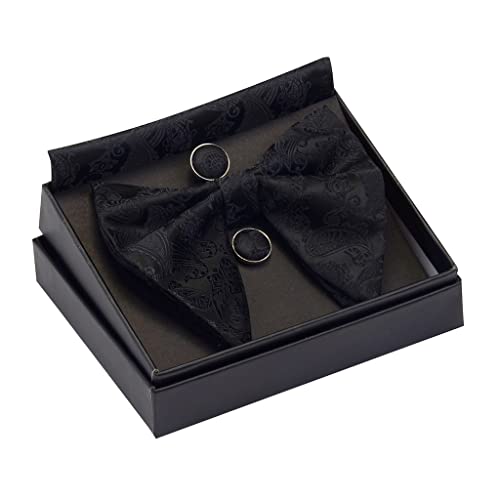 Set de corbata de moño, pañuelo y gemelos para hombre