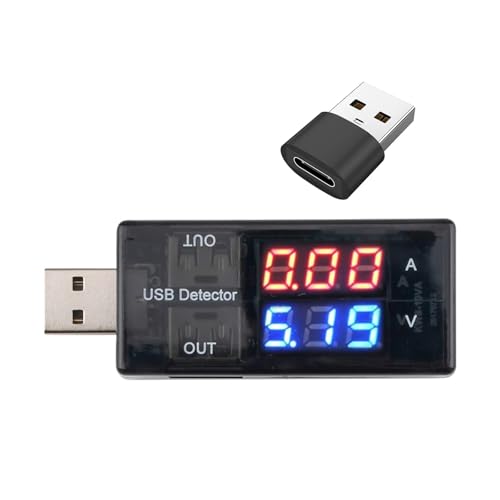 Leloco USB Tester Messgerät 2-in-1 USB(Mit TPY-C-Adapter) USB Messgerät Strommessgerät Digital Multimeter Strommesser Power Meter, Leistungskapazität Detektor,Power Charger Detector
