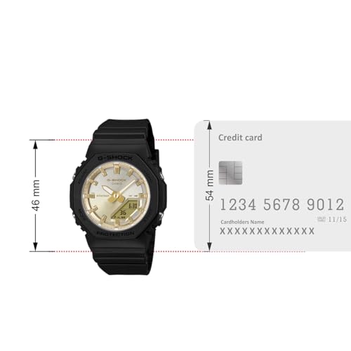 Image of Casio G-Shock GMA-P2100SG-1ADR Analog-Digital Gold Dial Women Watch Black Resin Strap (G1557)