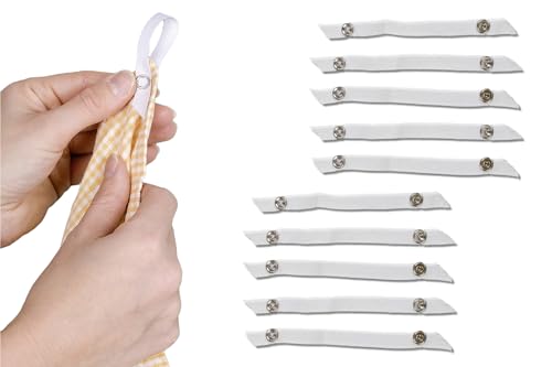 Maximex Nähfrei-Aufhänger 10er Set, für Geschirrtücher, ersetzen abgerissene Aufhänger, auch für dünne Handtücher, waschbar bei bis zu 60°C, Maße (B x H) 1er: 14 x 1 cm