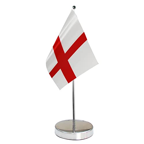 QSUM Drapeau de Table Angleterre,14 x 21cm avec Extensible Mât de Drapeau et Piédestal Petit Drapeaux mini Drapeau Angleterre de Table pour Bureau Maison...