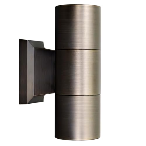 Image of VOLT 12V Cast Brass Up /Down Outdoor Sconce & Lanai Light (Bronze) with 5W 2700K Warm White LED MR16 Bulbs for Low Voltage Landscape Lighting