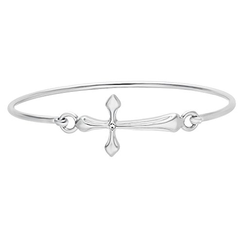 Image of 10K Gold Rose Gold Silver Plated Sideways Cross Wrap Buckle Bangle Bracelet