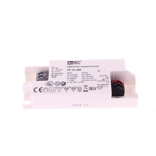 A2Zworld Led Driver Cc, 350Ma Max 15W, Alimentatore Led Corrente Costante, Input 220-240V, Output 30V-42Vdc, Connessione A Fili