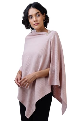 Image of Zelena Cotton Bamboo Blend Premium Nursing Cover for Breastfeeding | Breastfeeding Cover for Mothers | Feeding Shawl for Mother | Breathable Nursing Covers | Poncho for Mom (Nude Pink)