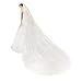 Bridal Wedding Veil 2T Trailing Long Cut Edge with mental Comb White