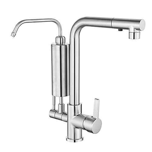 Robinet cuisine 3 voies avec douchette extractible pour eau filtrée pure et mitigeur chaud froid
