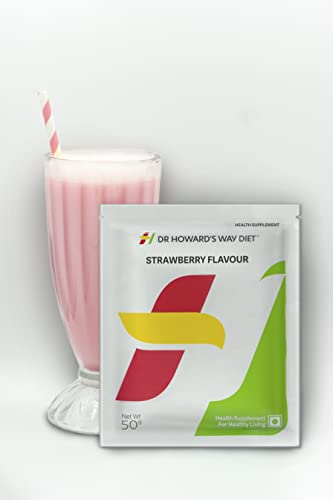 Image of Dr Howard's Way Diet | Total Food Replacement | Strawberry Shake For Weight Loss & Management | Healthy Meal Replacement | Essential 13 Vitamins & 14 Minerals | Less than 200 Calories Per Meal Pack | For Men & Women | 50Gm (Vegetarian)