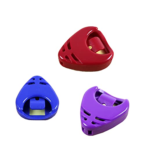 Rayzm Lot de 3 supports en plastique pour médiators de guitare, rouge, bleu et violet - Les Beatles, Paul McCartney, John Lennon, RIngo Starr, George Harrison Rayzm Lot de 3 supports en plastique pour médiators de guitare, rouge, bleu et violet