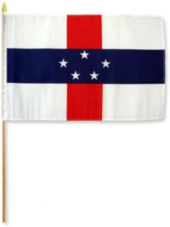 12''x18'' Wholesale Lot of 12 Netherlands Antilles Holland Stick Flag - Party Decorations Supplies For Parades - Prime Outside, Garden, Men Cave Decor Flag