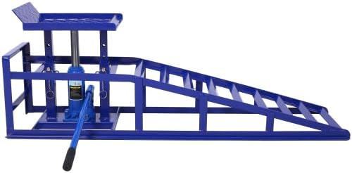 2 Pack Car Ramps - 5T Hydraulic High Lift Service Vehicle Ramps Heavy Duty Steel Automotive Truck Wheel Ramps for Oil Changes with Support Jack for DIY Repair Stores Auto Beauty Stores (Blue, A)