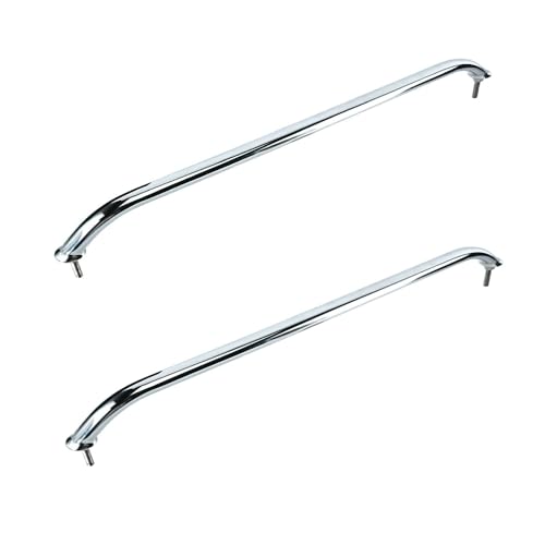Amarine Made 2-Pack Polished Stainless Heavy Duty Oval Boat Marine Grab Handle Hand Rail with Flange & Stud (24