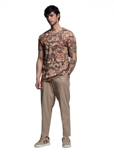 Image of Jack & Jones Men's Printed Round Neck Cotton Slim Fit Tshirt
