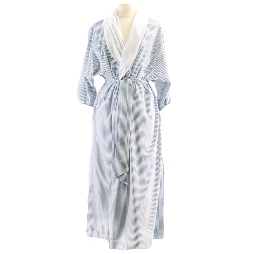 Image of Telegraph Hill Double Layer Seersucker Robe - Navy Stripe - Large