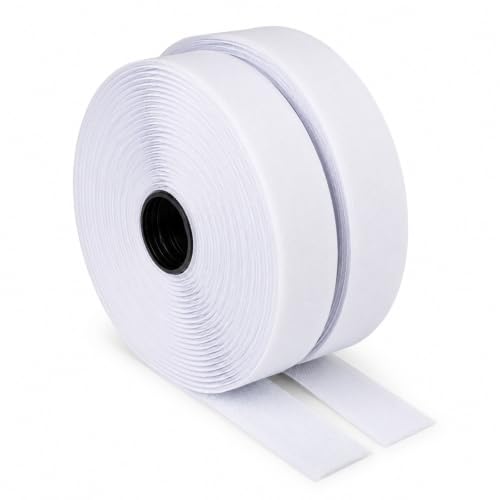 LLPT Hook and Loop Tape 1 Inch x 23 Feet Each Roll, White