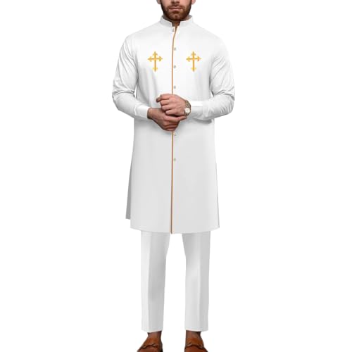 African Suit for Men 2 Piece Set Dashiki Church Shirt Pants Traditional Outfits Nigerian Attire Clothing