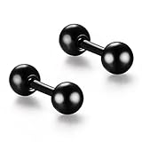 MOXINO Pendientes de Plata para Hombres Mujeres,Piercing cartílago hipoalergénico Bola de Acero Inoxidable Oro Dorsal aretes Stud,Pendientes de Escalador gótico Punk Regalos de joyería