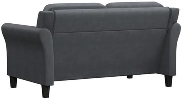 Hawthorne Collections Rolled Arm Microfiber Loveseat, Dark Gray Upholstery, Solid Wood Frame, Button Tufted Back, 56.3 in Wide, Comfortable Sofa for Living Room or Small Spaces