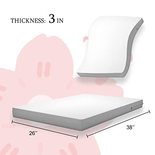 White Pack N Play Mattress 3" Thick, Pack And Play Mattress Pad Fit 38 X 26, Lightweight Mini Crib Mattress Nap Mat, Portable Baby Travel Mattresses, Removable, Washable, Mattress Cover Memory Foam #TOP1