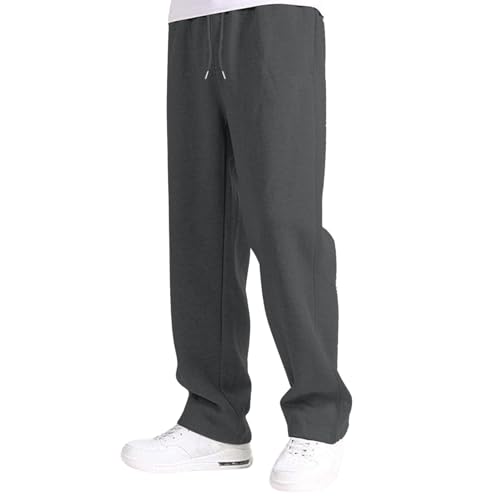 Boys Baggy Sweatpants, Straight Leg Open Bottom Joggers Pockets, Elastic Waist Athletic Casual Sweatpants Teen Boys