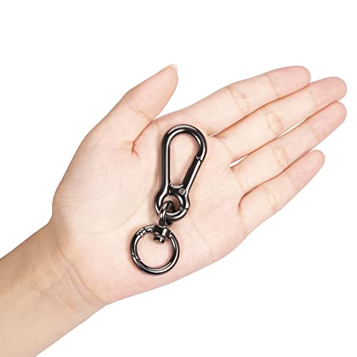 Seadesky Carabiner Clip Keychain Hooks 4Pcs W/ 12Pcs Key Rings, Swivel Eye Snap Hook Keyring Key Chain Holder Organizer For Car Key Finder Keyfob (Gun Grey) #TOP5