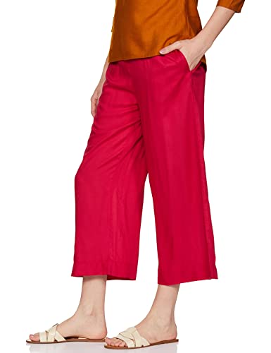Image of BIBA Women Rayon Regular Solid Pants