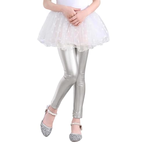 Leggings Mädchen Metallisch Glitzer Strumpfhosen Karneval Gerade...