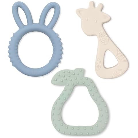 Baby Bliss - Baby Teether Toys (3 Pack) Teething Relief 3 Month Baby Toys, Baby Teething Toys 6-12 Months, Teethers for Babies 6-12 Months, BPA Free Infant Toys Cover