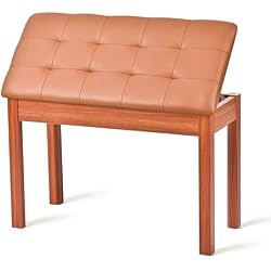 ZHRUNS Duet Piano Bench Wooden Keyboard Bench with Storage Compartment, 29''Piano Chair Seat with Padded Cushion, Long Piano Stool Brown