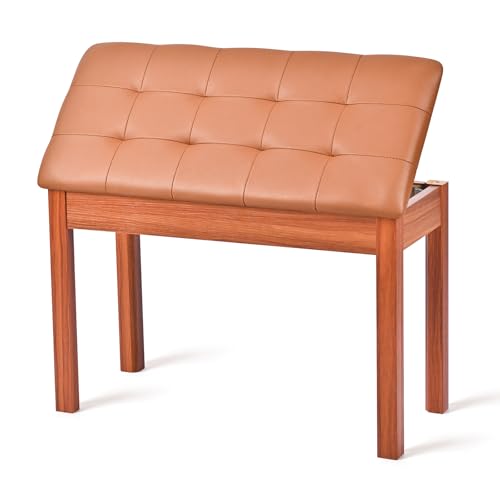 Duet piano bench with storage, padded seat, 29" brown