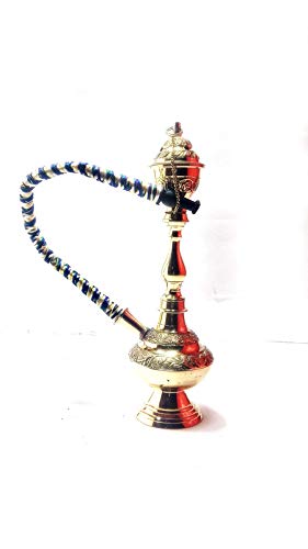 Palpal Art Gallery Metal Golden Rajasthani Designer Hookah Mini Hookah for Hookah for Home Decor, Office Showpiece (20 X 6 X 6 cm)