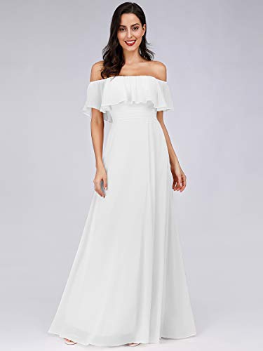 Ever-Pretty Womens Off Shoulder Ruffle Top Maxi Party Dresses White US6 - Image 6