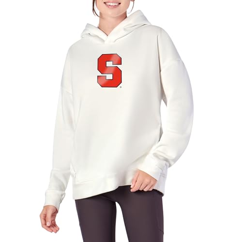 Northwest NCAA Syracuse Orange Women's Pullover Hoodie with Zipper Pockets, Long Sleeve Hooded Sweatshirt, Lightweight Casual Top, White, Small
