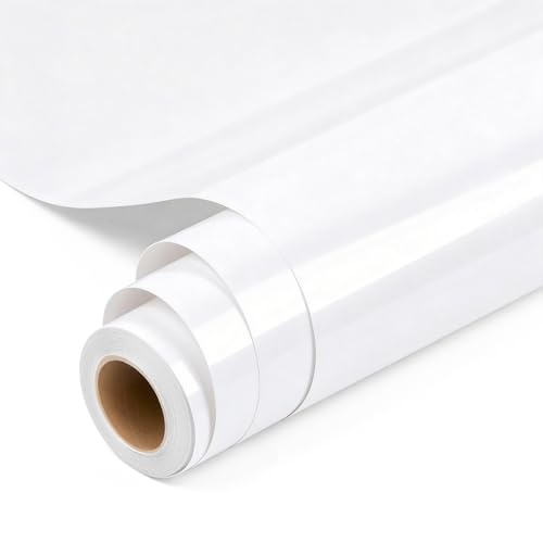 AMAZINGHOME Weiß Plotterfolie Textil Rolle - 30 5 cm x 600 cm Premium Bügelfolie für Textilien Kompatibel mit allen Schneidplottern Flexfolie für Kleidung Taschen Hausdekoration