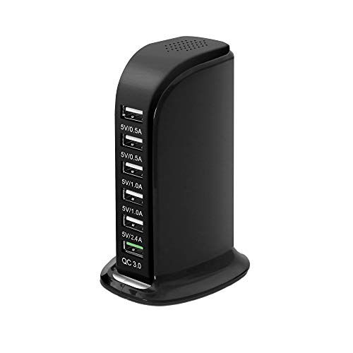 Quick Charge 3.0 USB Wall Charger 6 Ports Desktop QC 3.0 USB Charging Station Travel Charger Fast Charging Compatible with Phones,Tablets Smartphones and More(Black) Quick Charge 3.0 USB Wall Charger 6 Ports Desktop QC 3.0 USB Charging Station Travel Charger Fast Charging Compatible with Phones,Tablets Smartphones and More(Black)