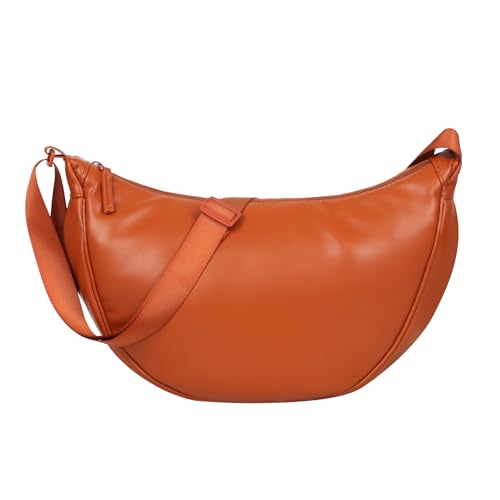 Image of Women Half Round Crescent Bag for Women PU Leather Puffer Shoulder Bag Large Dumpling Bag Hobo Sling Bag, Black