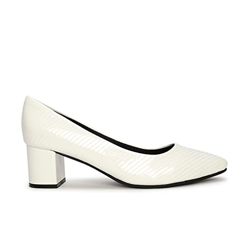 Image of Marc Loire Women's Self Design Comfortable Slip-on Casual Pointed Toe Block Pumps Heels