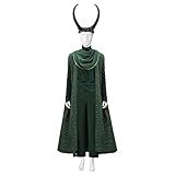 Masfrida Mens Loki Season 2 Costume Outfits Sci-fi TV series Cosplay Suits with Cape Halloween Fullset (Green - with Horn, XXX-Large)