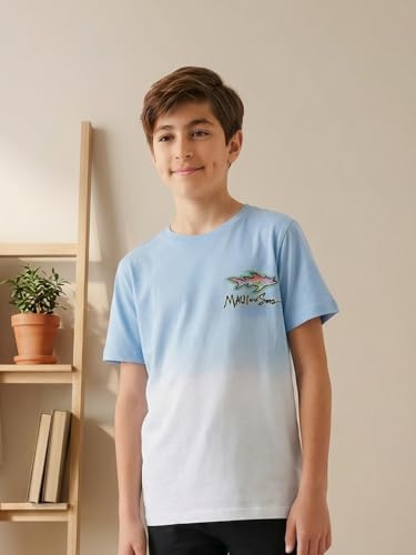 Image of Li'l Tomatoes Boys 100% Cotton Night Suit Set | Half Sleeve T-Shirt & Shorts | Color Block & Typography Print | Soft & Breathable Sleepwear | Casual Summer Wear | 9-16 Years
