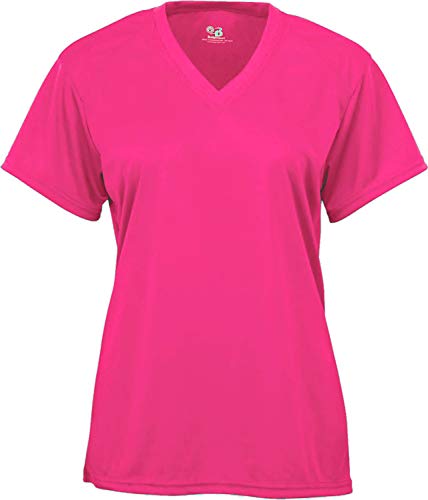 Badger Sports B-Core Ladies' V-Neck Tee Hot Pink Medium