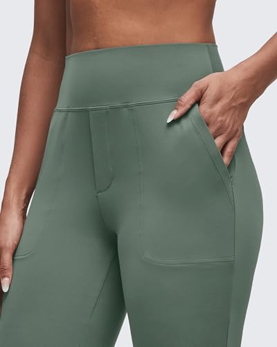 Image of G4Free BareFeel Flare Yoga Pants Women High Waisted Bootcut Leggings with Pockets Dress Work Pant Petite /Regular /Tall