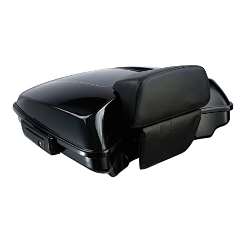 Twzz Razor Trunk Backrest Mount Rack Fits Tour Pack Road (Synthetic Leather+ Plastic+Foam+Iron) (1 X Pack Trunk + Black Latch With 3 Keys 1 X Backrest Pad 1X Trunk Mount Rack) #TOP2