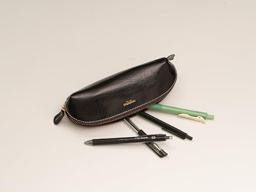 Image of Cockatoo Genuine Leather Pencil Pouch, Accessories holder, Stationery Bag, Zippered Pen Case for Work & Office (Chocolate)