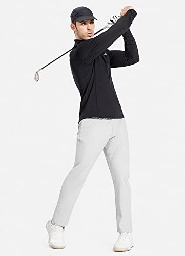 Baleaf Men's Running Pants Elastic Waist Lightweight Jogging Stretch Golf Workout Pants With Zipper Pockets Light Grey L #TOP5