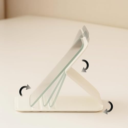 Image of Foldable Travel Mirror, Portable Pocket Makeup Mirror with Stand, Compact Handheld Vanity Mirror for Purse, Desk & Travel Use (7x11cm) (Cream)