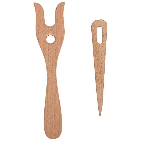 Yosoo Health Gear Knitting Fork Weaving Tools, Lucet Fork, Fork Type Wooden Knitting Tools DIY Weaving Tools for Bracelet Necklace Braided Tools Cover